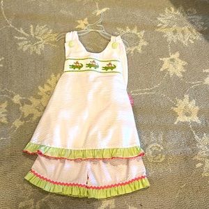 Shrimp and Grits pink seersucker set